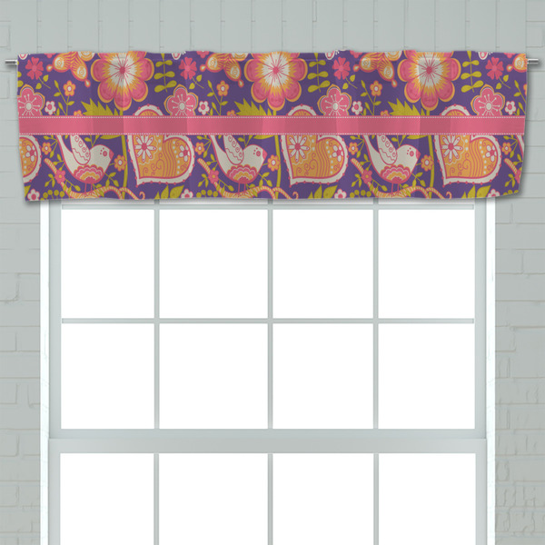 Birds & Hearts Valance - Closeup on window