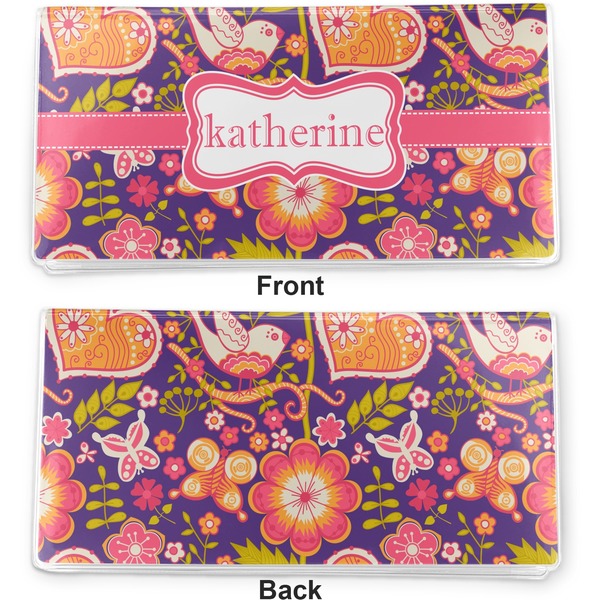 Birds & Hearts Vinyl Check Book Cover - Front and Back