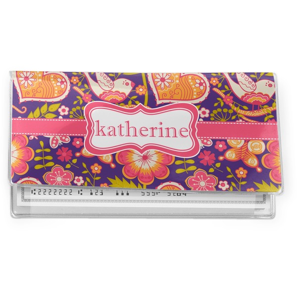 Custom Birds & Hearts Vinyl Checkbook Cover (Personalized)