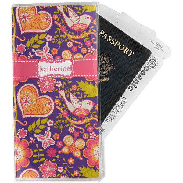 Custom Birds & Hearts Travel Document Holder