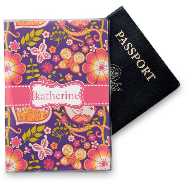 Custom Birds & Hearts Vinyl Passport Holder (Personalized)