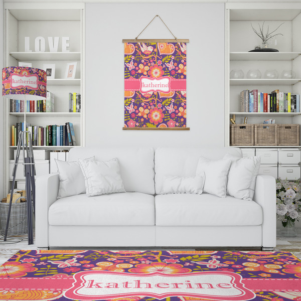 Birds & Hearts Wall Hanging Tapestry - Portrait - IN CONTEXT