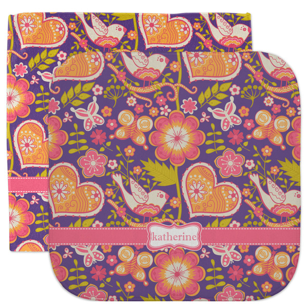 Custom Birds & Hearts Facecloth / Wash Cloth (Personalized)