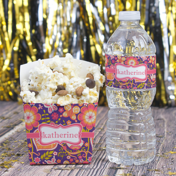 Birds & Hearts Water Bottle Label - w/ Favor Box