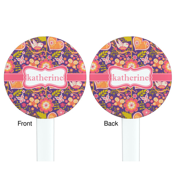 Birds & Hearts White Plastic 7" Stir Stick - Double Sided - Round - Front & Back