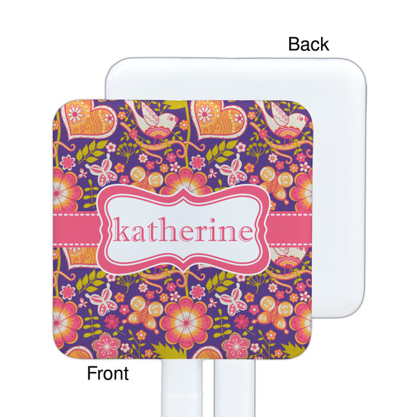 Birds & Hearts White Plastic Stir Stick - Single Sided - Square - Approval