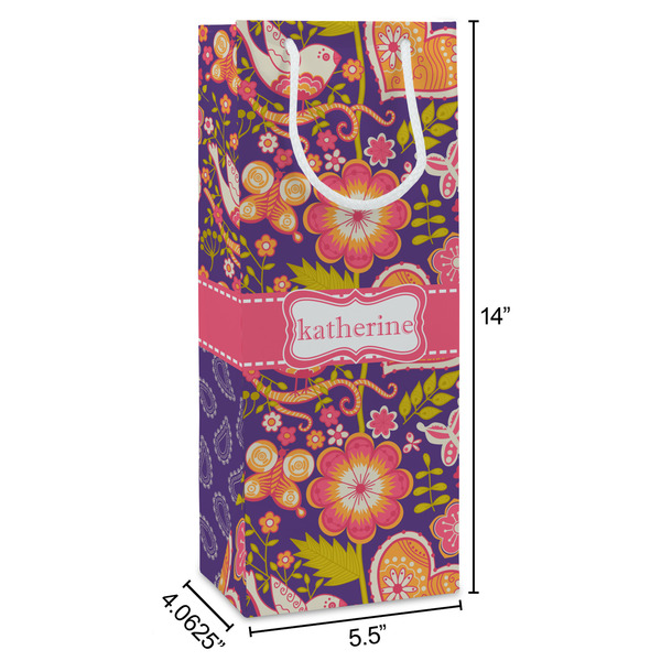 Birds & Hearts Wine Gift Bag - Dimensions