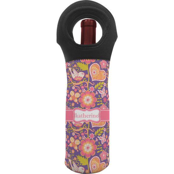 Custom Birds & Hearts Wine Tote Bag (Personalized)