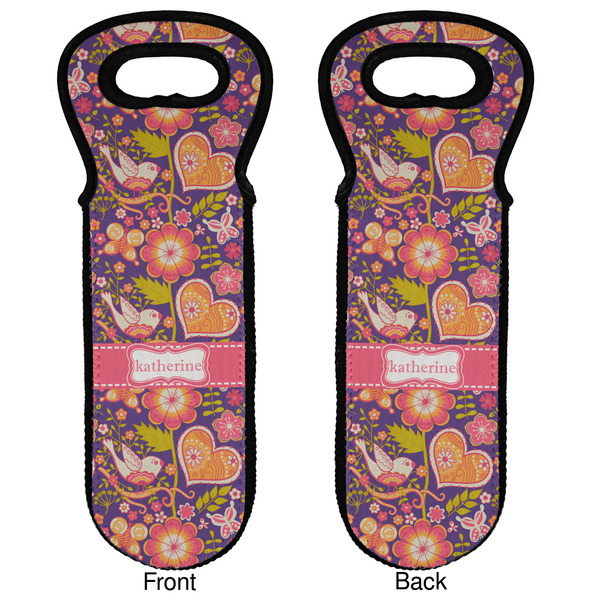 Birds & Hearts Wine Tote Front & Back