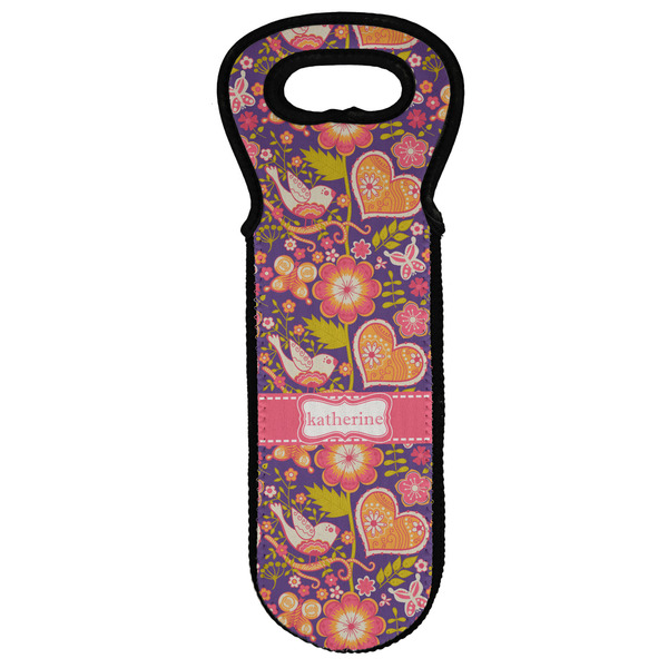 Custom Birds & Hearts Wine Tote Bag (Personalized)