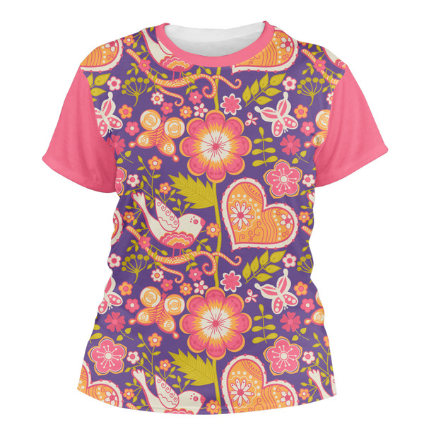 Custom Birds & Hearts Women's Crew T-Shirt - X Large