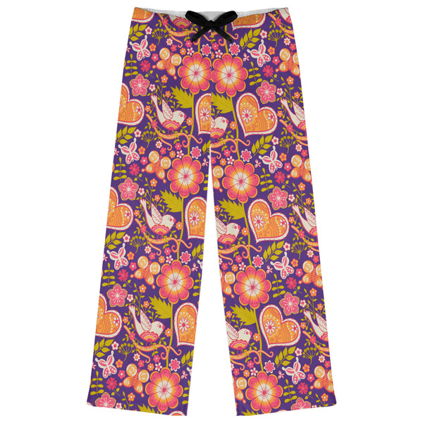 Custom Birds & Hearts Womens Pajama Pants - L