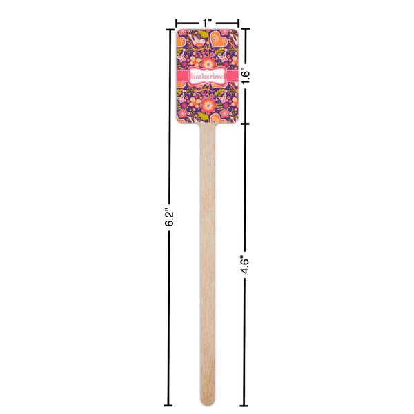 Birds & Hearts Wooden 6.25" Stir Stick - Rectangular - Dimensions