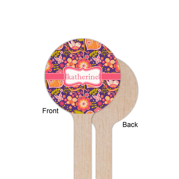 Birds & Hearts Wooden 6" Stir Stick - Round - Single Sided - Front & Back