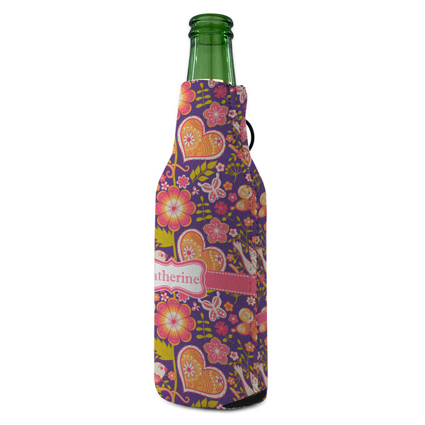 Birds & Hearts Zipper Bottle Cooler - ANGLE (bottle)