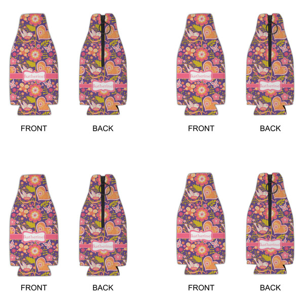Birds & Hearts Zipper Bottle Cooler - Set of 4 - APPROVAL