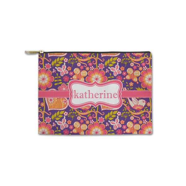 Custom Birds & Hearts Zipper Pouch - Small - 8.5"x6" (Personalized)