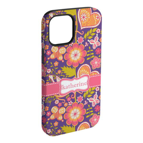 Custom Birds & Hearts iPhone Case - Rubber Lined - iPhone 15 Plus (Personalized)