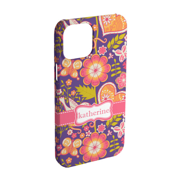 Custom Birds & Hearts iPhone Case - Plastic - iPhone 15 Pro (Personalized)