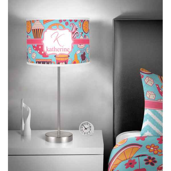 Dessert & Coffee 13 inch drum lamp shade - in room