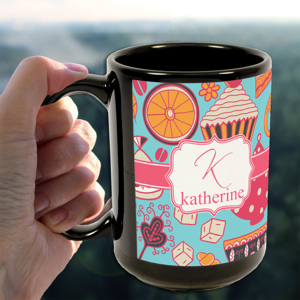 Dessert & Coffee 15oz. Black Mug - LIFESTYLE