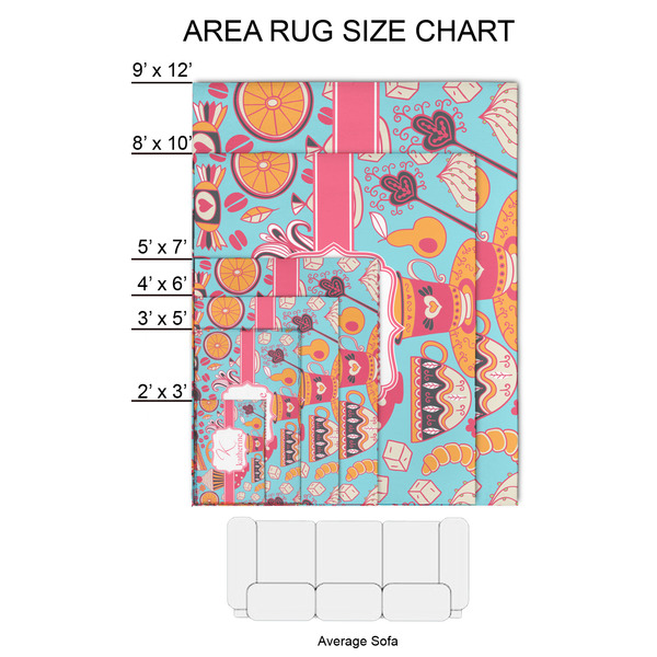 Dessert & Coffee 2'x3' Indoor Area Rugs - Size Chart