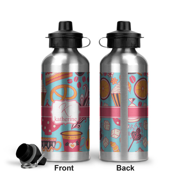 Dessert & Coffee Aluminum Water Bottle - Front and Back