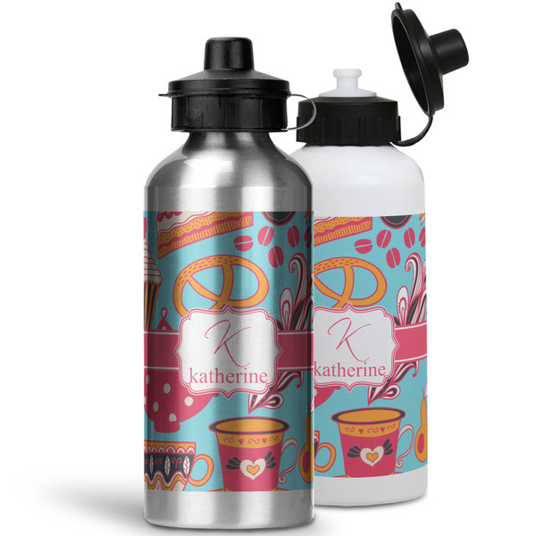 Dessert & Coffee Aluminum Water Bottles - MAIN (white &silver)