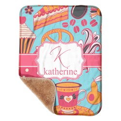 Dessert & Coffee Sherpa Baby Blanket - 30" x 40" w/ Name and Initial