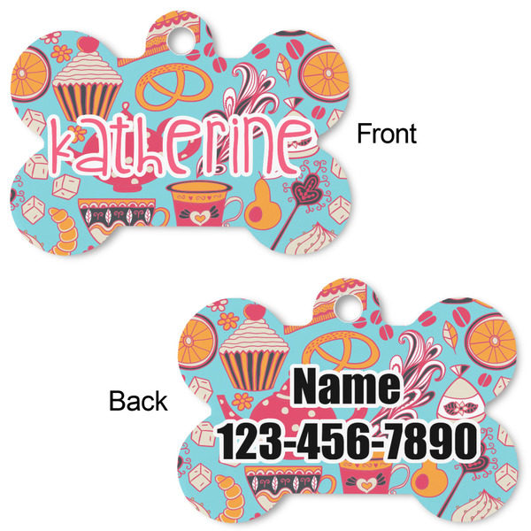 Dessert & Coffee Bone Shaped Dog Tag - Front & Back