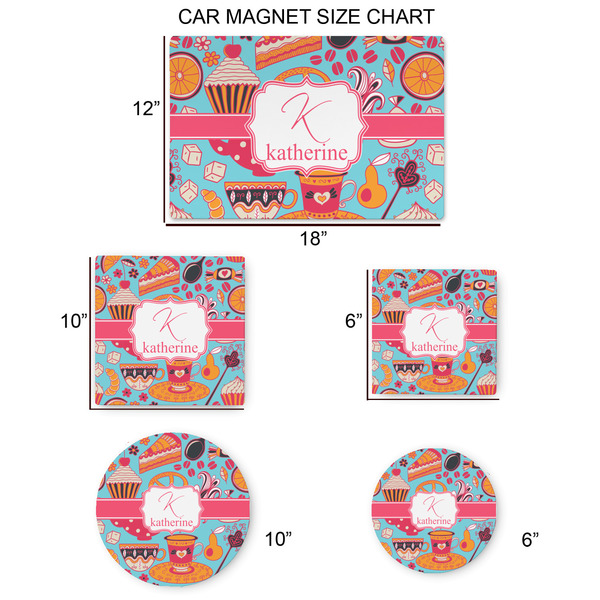 Dessert & Coffee Car Magnets - SIZE CHART