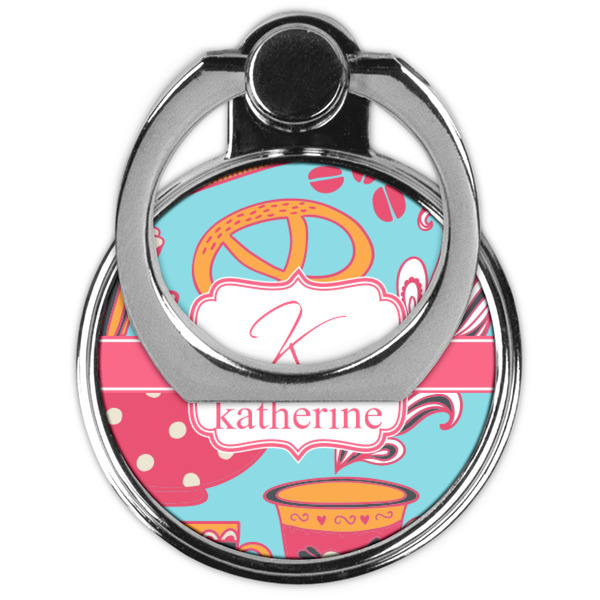 Dessert & Coffee Cell Phone Ring Stand & Holder - Front (Collapsed)