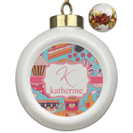 Dessert & Coffee Ceramic Ball Ornaments - Poinsettia Garland (Personalized)