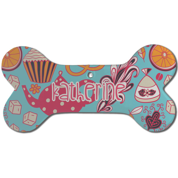 Dessert & Coffee Ceramic Flat Ornament - Bone Front