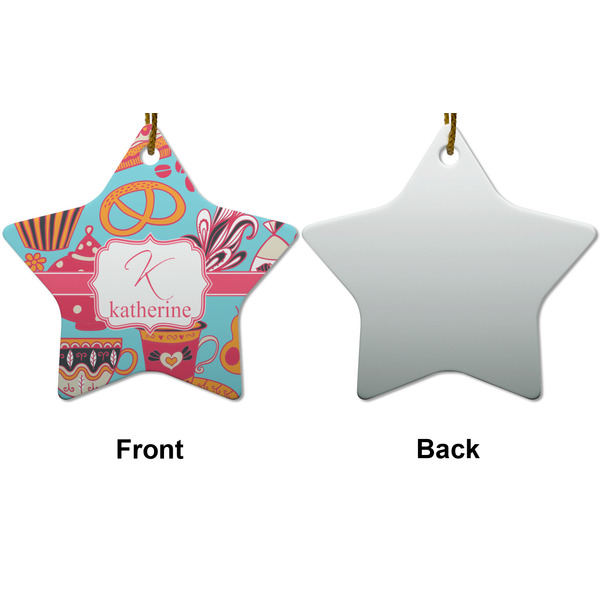 Dessert & Coffee Ceramic Flat Ornament - Star Front & Back (APPROVAL)