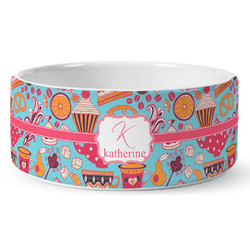 Dessert & Coffee Ceramic Dog Bowl - Large (Personalized)