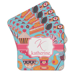 Dessert & Coffee Cork Coaster - Set of 4 w/ Name and Initial