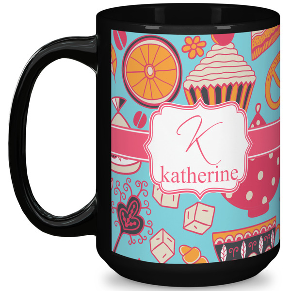Custom Dessert & Coffee 15 Oz Coffee Mug - Black (Personalized)