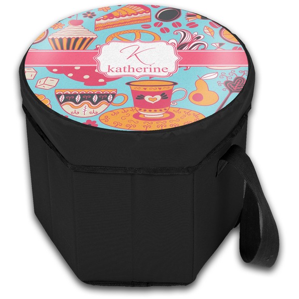 Dessert & Coffee Collapsible Personalized Cooler & Seat (Closed)