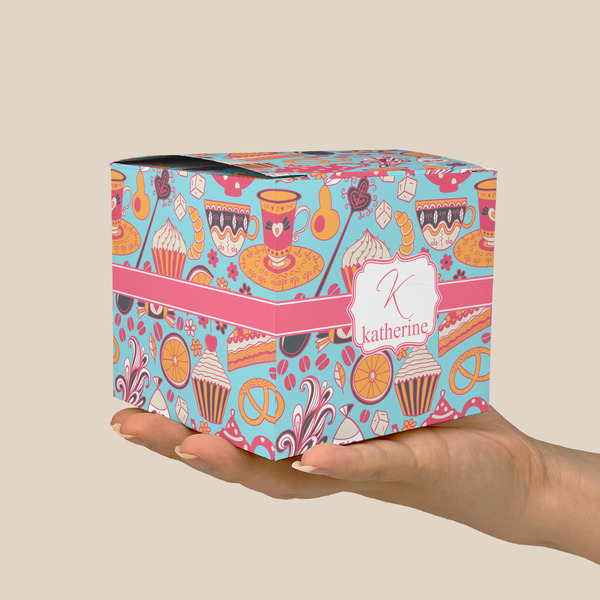 Dessert & Coffee Cube Favor Gift Box - On Hand - Scale View