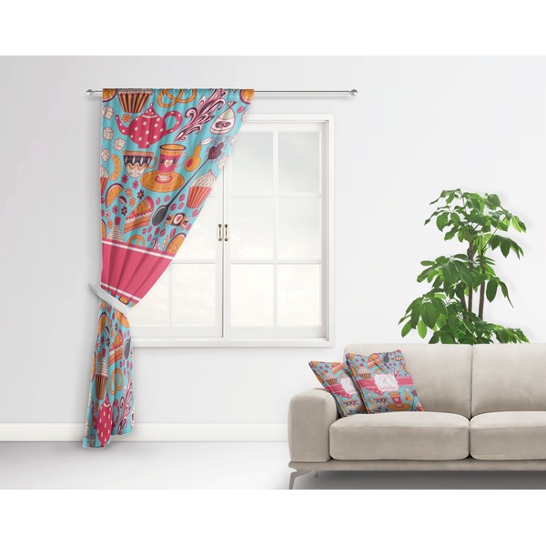 Dessert & Coffee Curtain With Window and Rod - in Room Matching Pillow