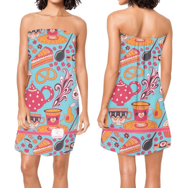 Dessert & Coffee Custom Bath Wrap - Front & Back View