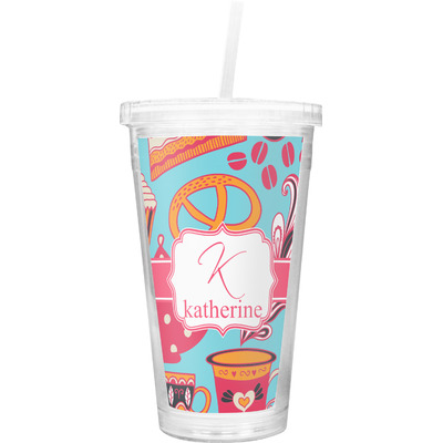 Dessert & Coffee Double Wall Tumbler with Straw (Personalized)