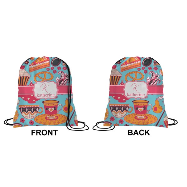 Dessert & Coffee Drawstring Backpack Front & Back Small
