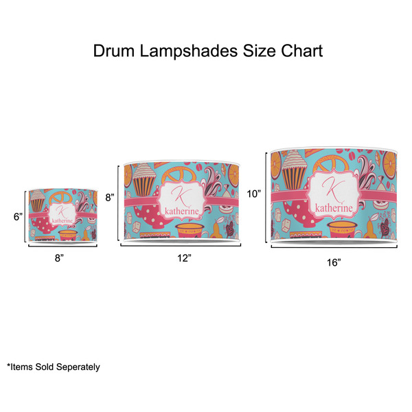 Dessert & Coffee Drum Lampshades - Sizing Chart