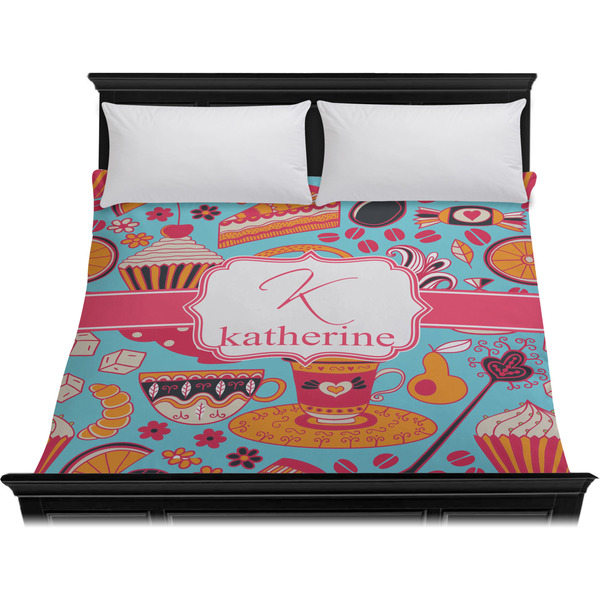 Dessert & Coffee Duvet Cover - King - On Bed - No Prop