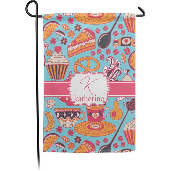 Custom Dessert & Coffee Small Garden Flag - Single Sided w/ Name and Initial