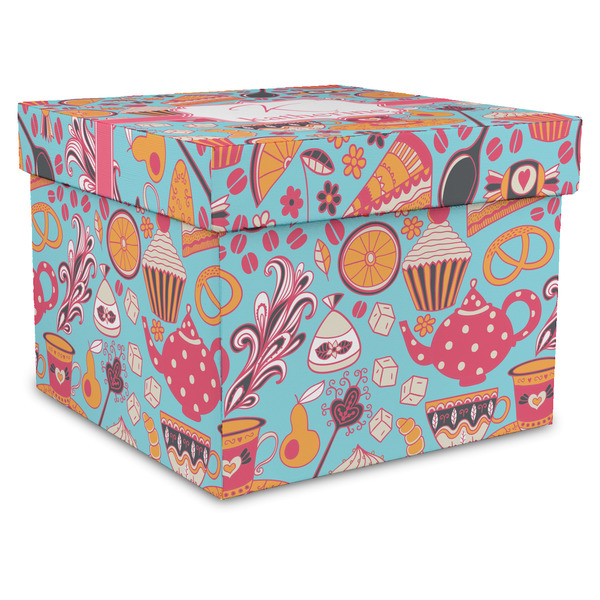 Custom Dessert & Coffee Gift Box with Lid - Canvas Wrapped - X-Large (Personalized)