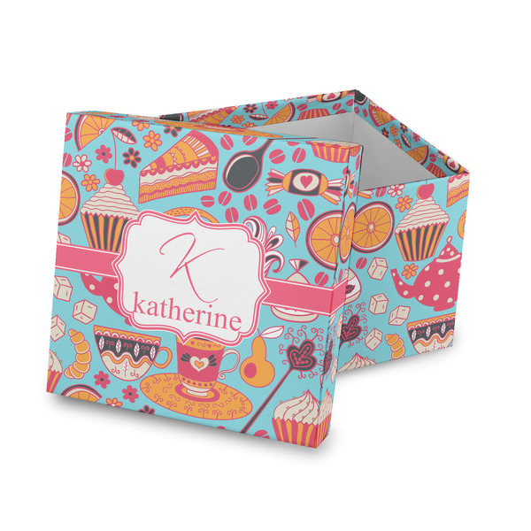 Custom Dessert & Coffee Gift Box with Lid - Canvas Wrapped (Personalized)