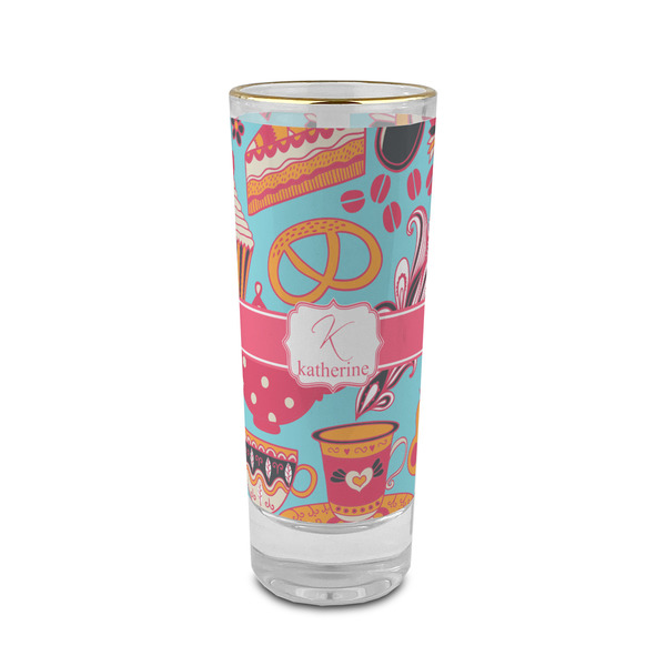 Custom Dessert & Coffee 2 oz Shot Glass - Glass with Gold Rim (Personalized)